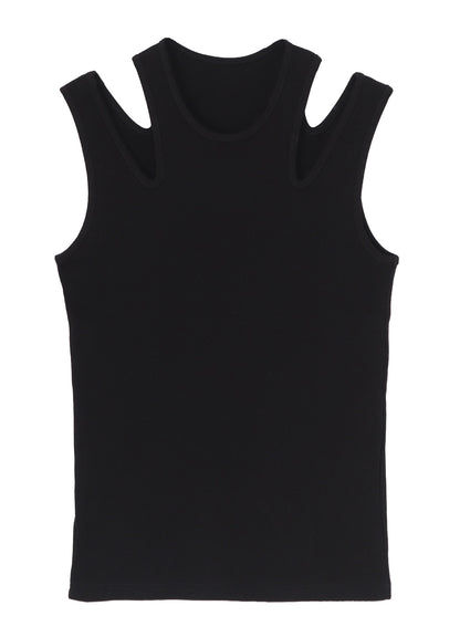 COTTON RIB SHOULDER SLIT TANK TOP