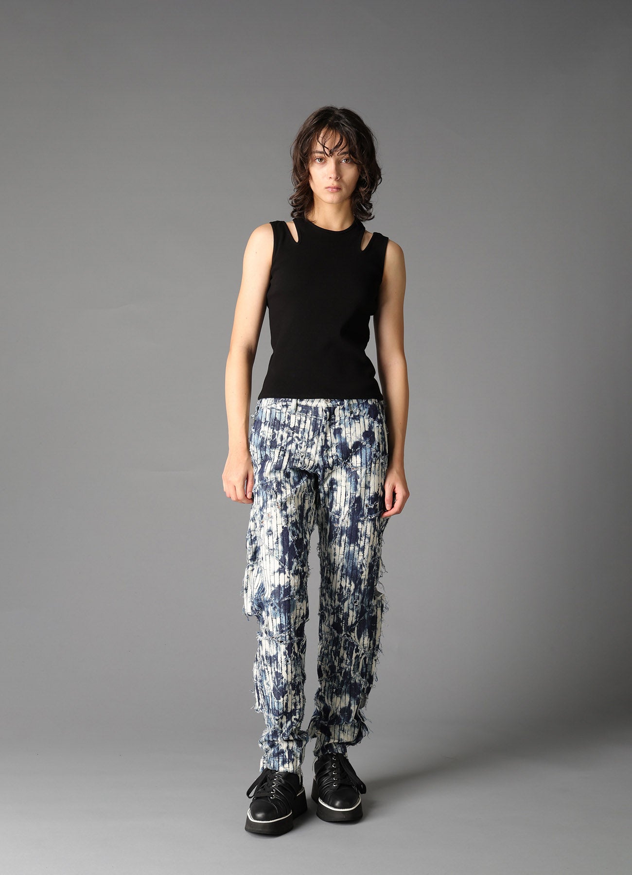 COTTON RIB SHOULDER SLIT TANK TOP