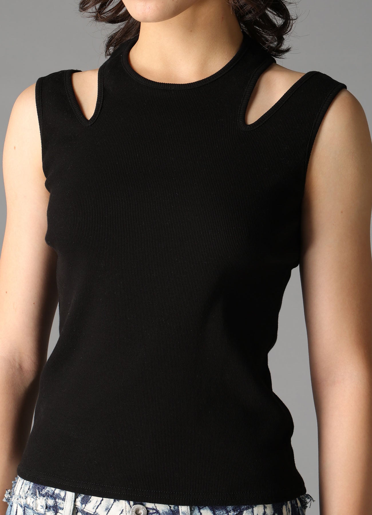 COTTON RIB SHOULDER SLIT TANK TOP