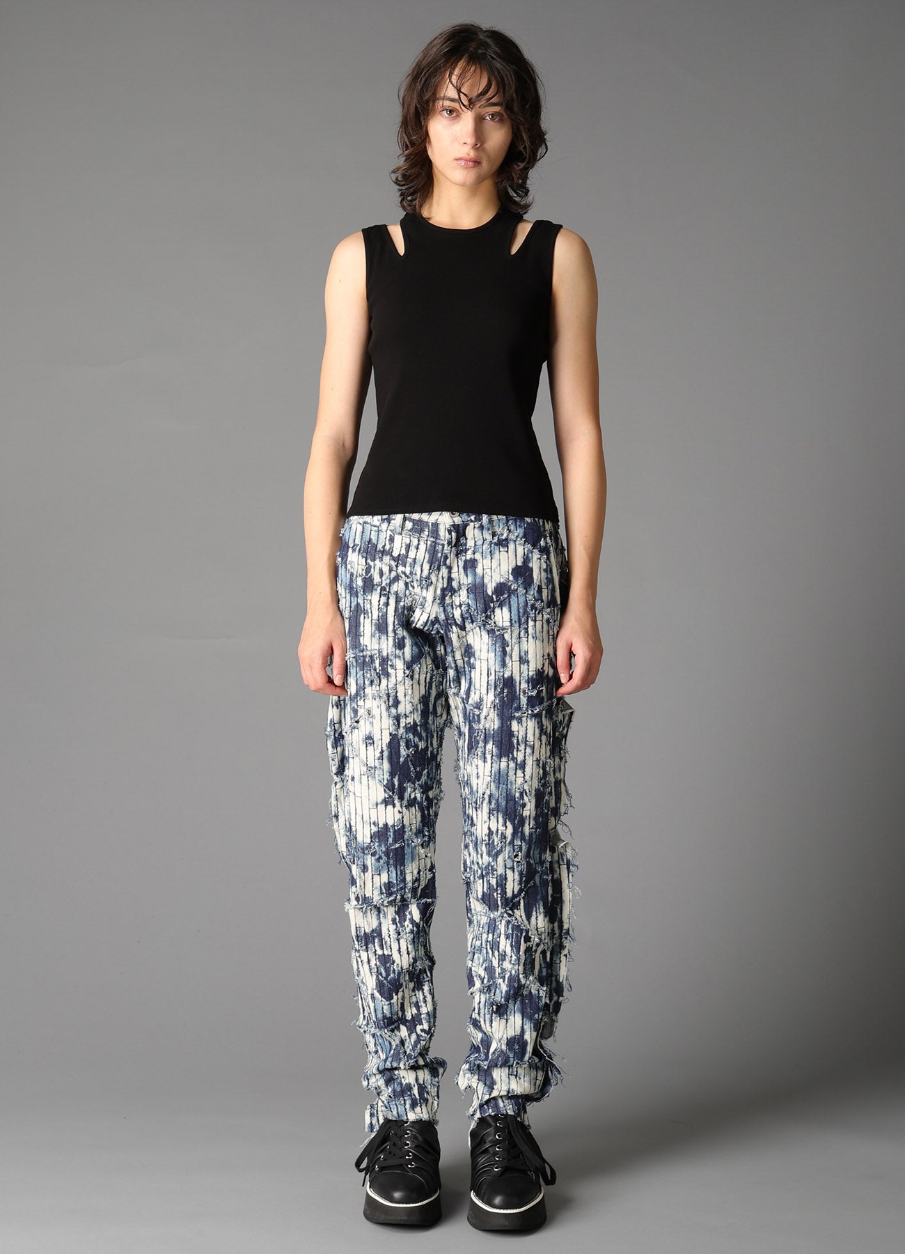 COTTON RIB SHOULDER SLIT TANK TOP