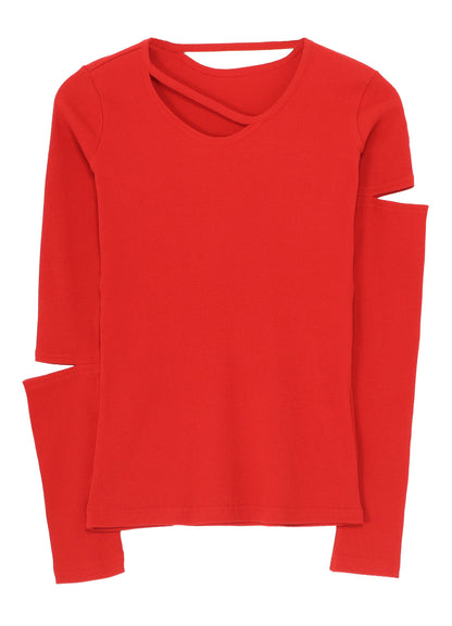 COTTON RIB LONG SLEEVE SLIT TEE