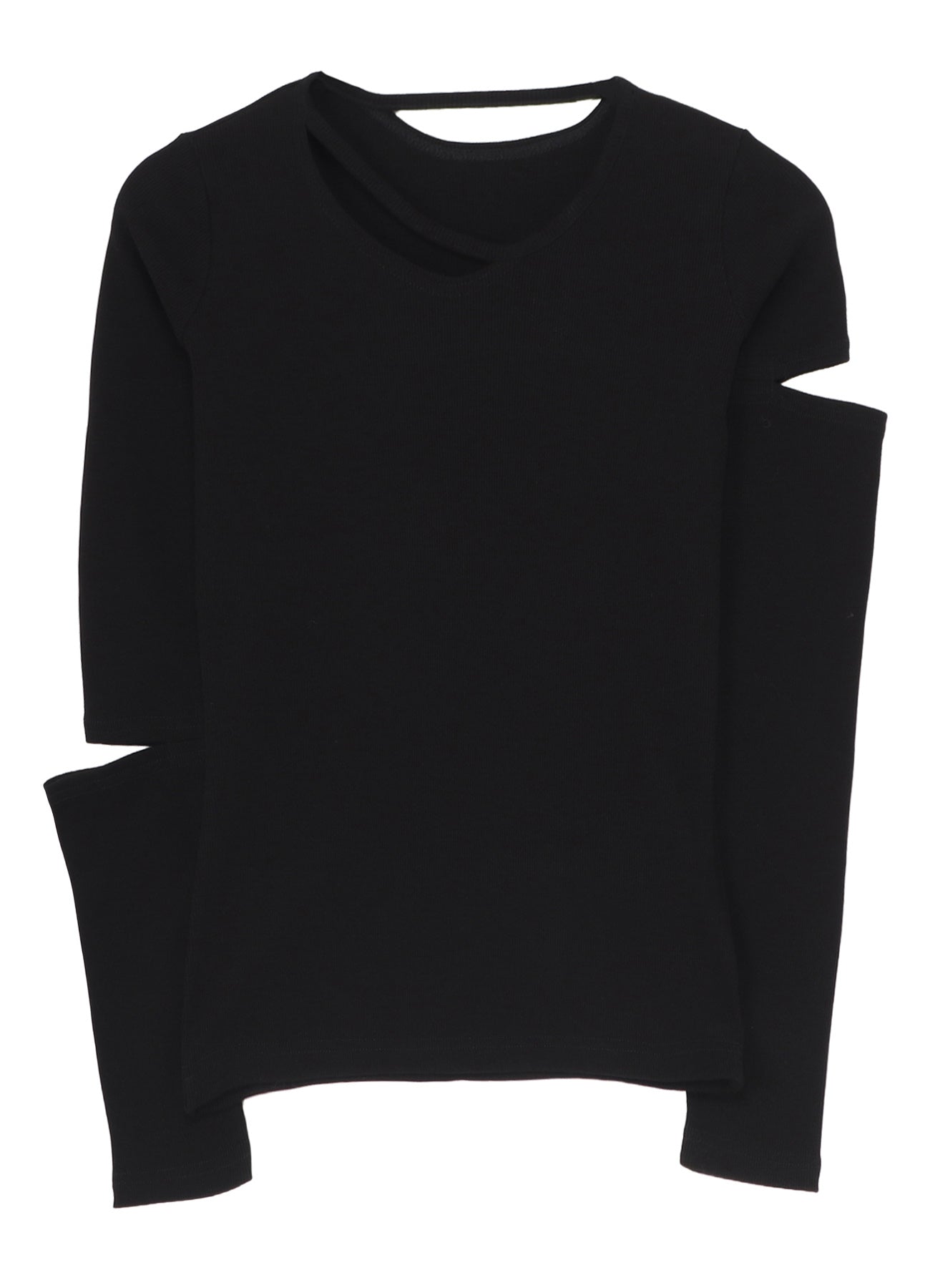 COTTON RIB LONG SLEEVE SLIT TEE