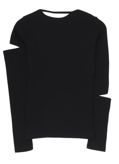 COTTON RIB LONG SLEEVE SLIT TEE