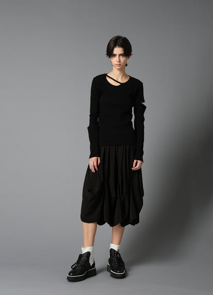 COTTON RIB LONG SLEEVE SLIT TEE