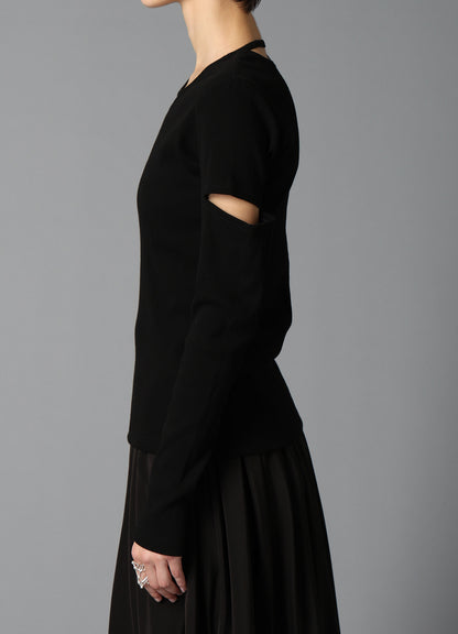 COTTON RIB LONG SLEEVE SLIT TEE
