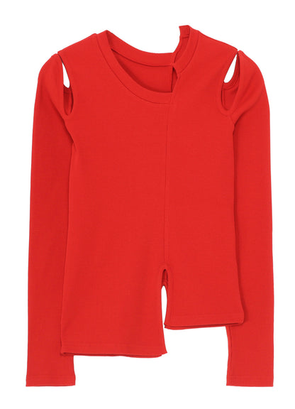 COTTON RIB ASYMMETRIC LONG SLEEVE TEE