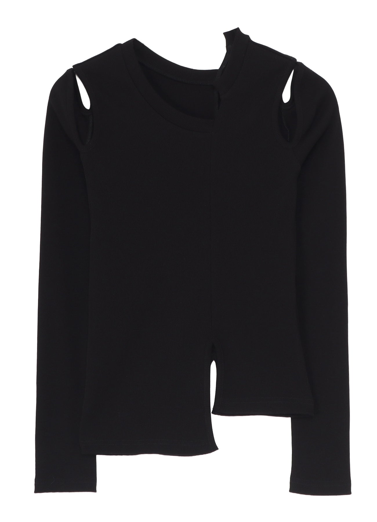 COTTON RIB ASYMMETRIC LONG SLEEVE TEE