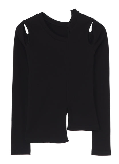 COTTON RIB ASYMMETRIC LONG SLEEVE TEE