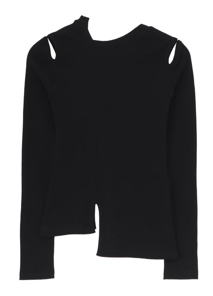 COTTON RIB ASYMMETRIC LONG SLEEVE TEE