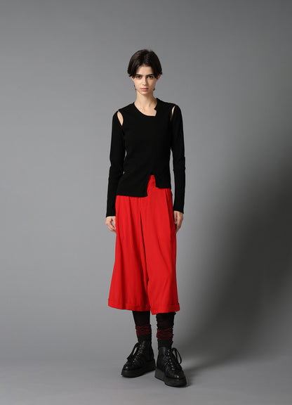 COTTON RIB ASYMMETRIC LONG SLEEVE TEE