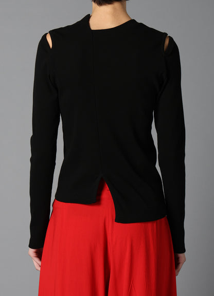 COTTON RIB ASYMMETRIC LONG SLEEVE TEE