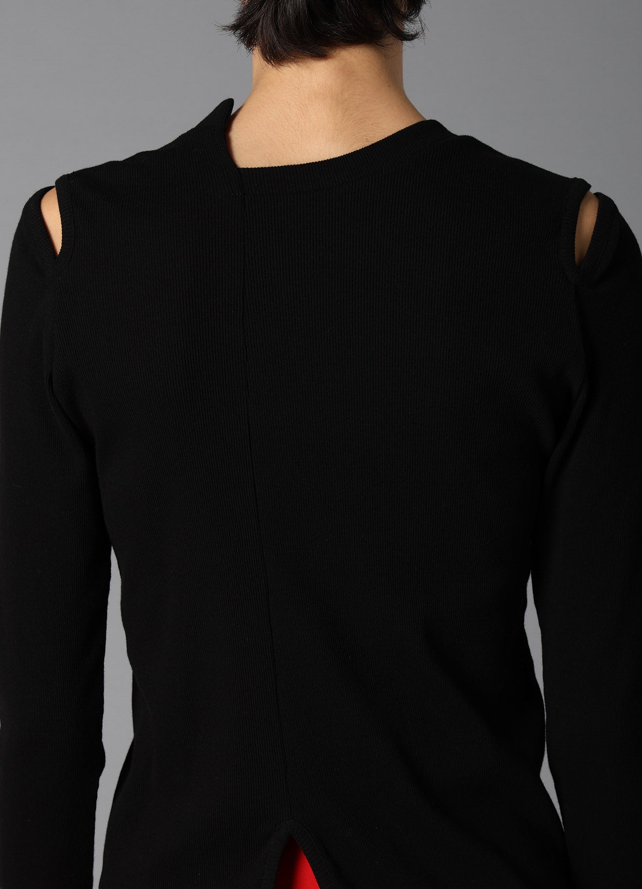 COTTON RIB ASYMMETRIC LONG SLEEVE TEE