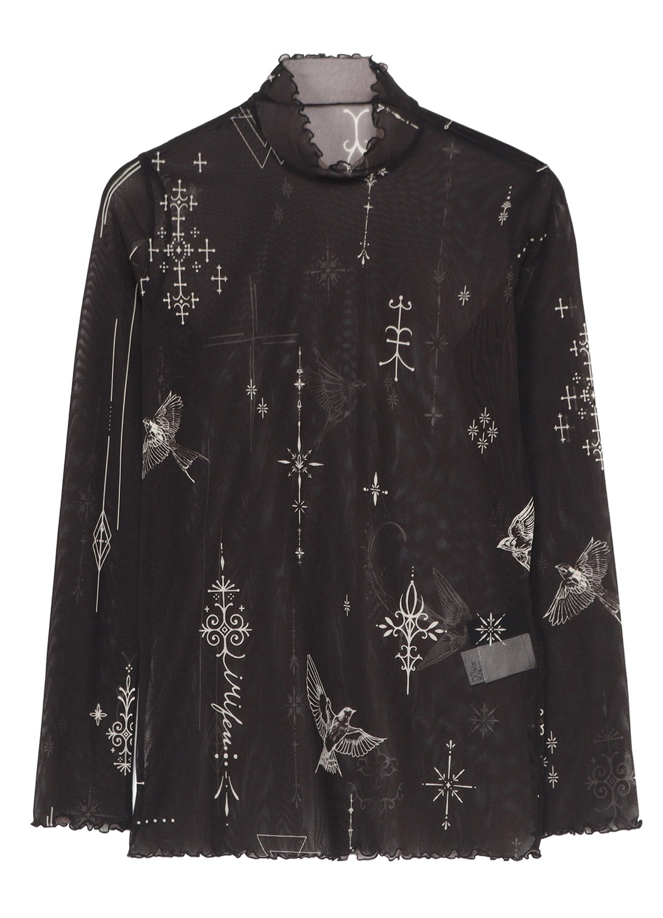 TATTOO PRINTED TULLE TURTLE NECK T