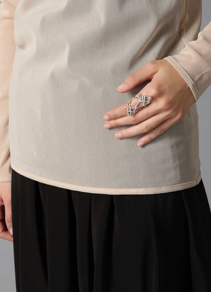 PE TULLE  HIGH NECK PULLOVER