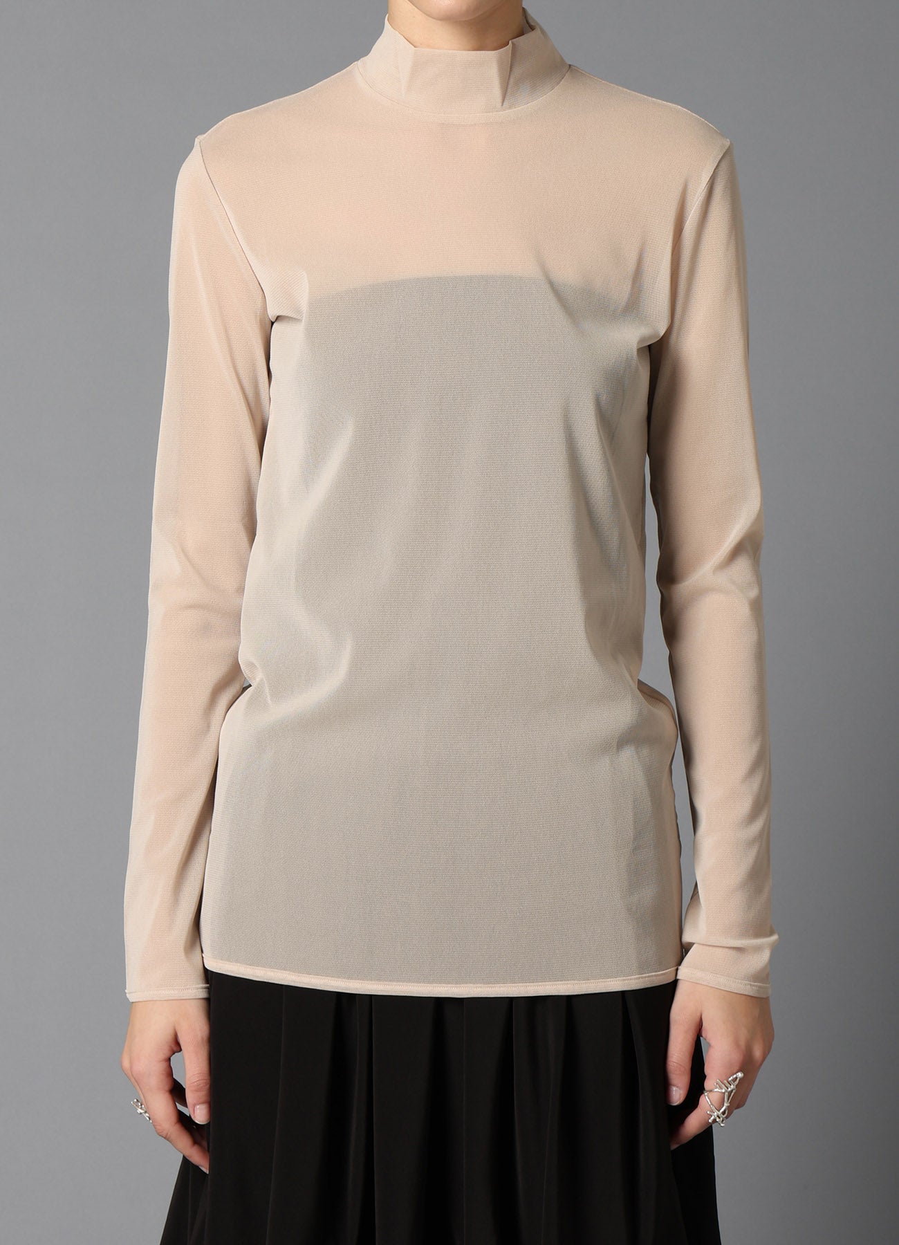 PE TULLE  HIGH NECK PULLOVER