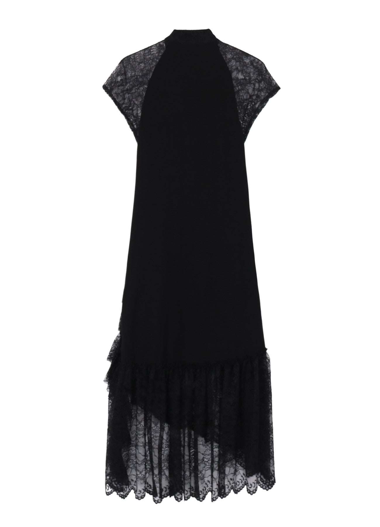 FLOWER LACE+SIGLE JERSEY LACE DETAIL DRESS