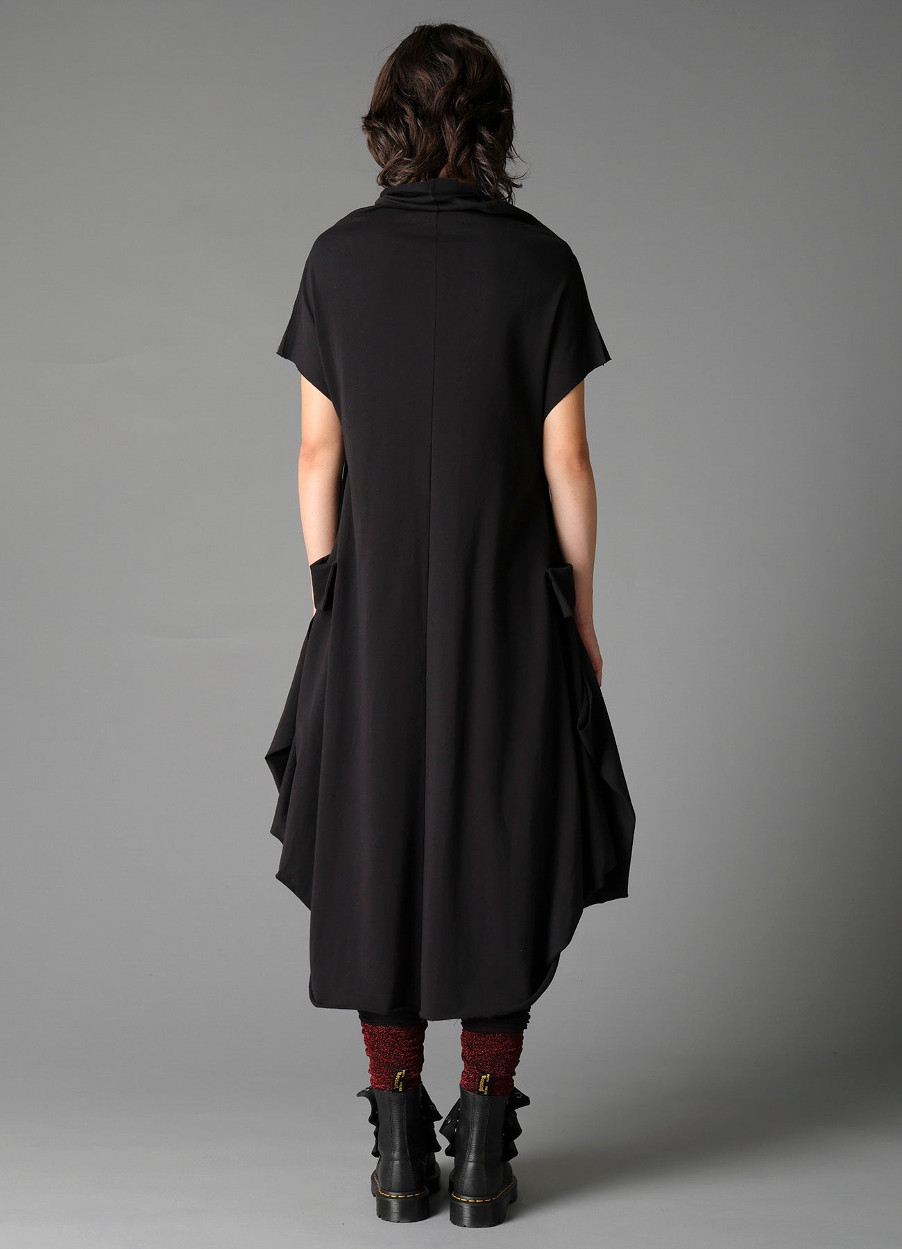 COTTON FRENCH TERRY DRAPE DETAIL DRESS