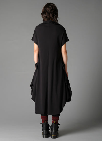 COTTON FRENCH TERRY DRAPE DETAIL DRESS