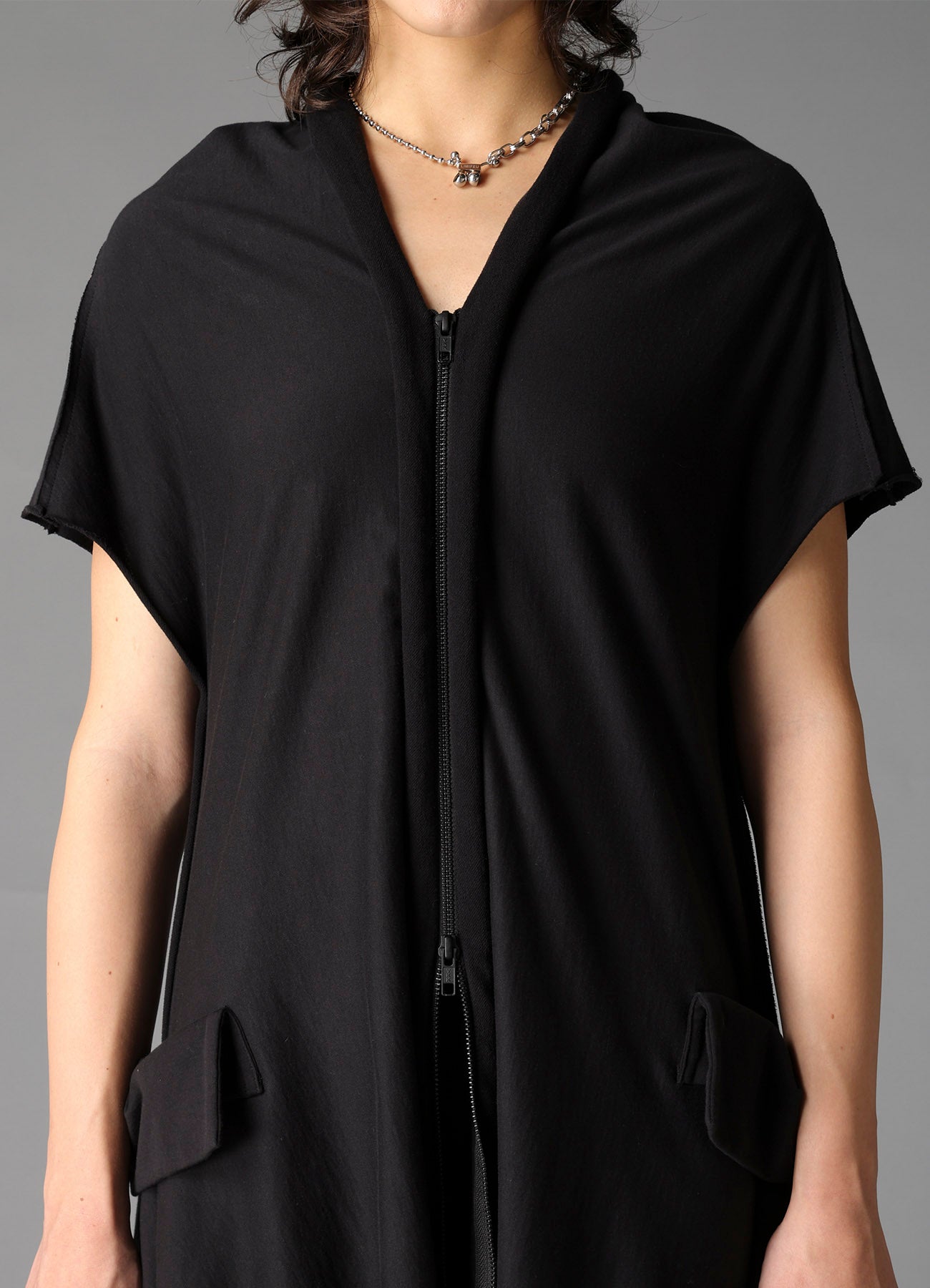 COTTON FRENCH TERRY DRAPE DETAIL DRESS