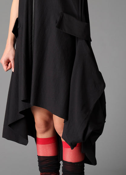 COTTON FRENCH TERRY DRAPE DETAIL DRESS