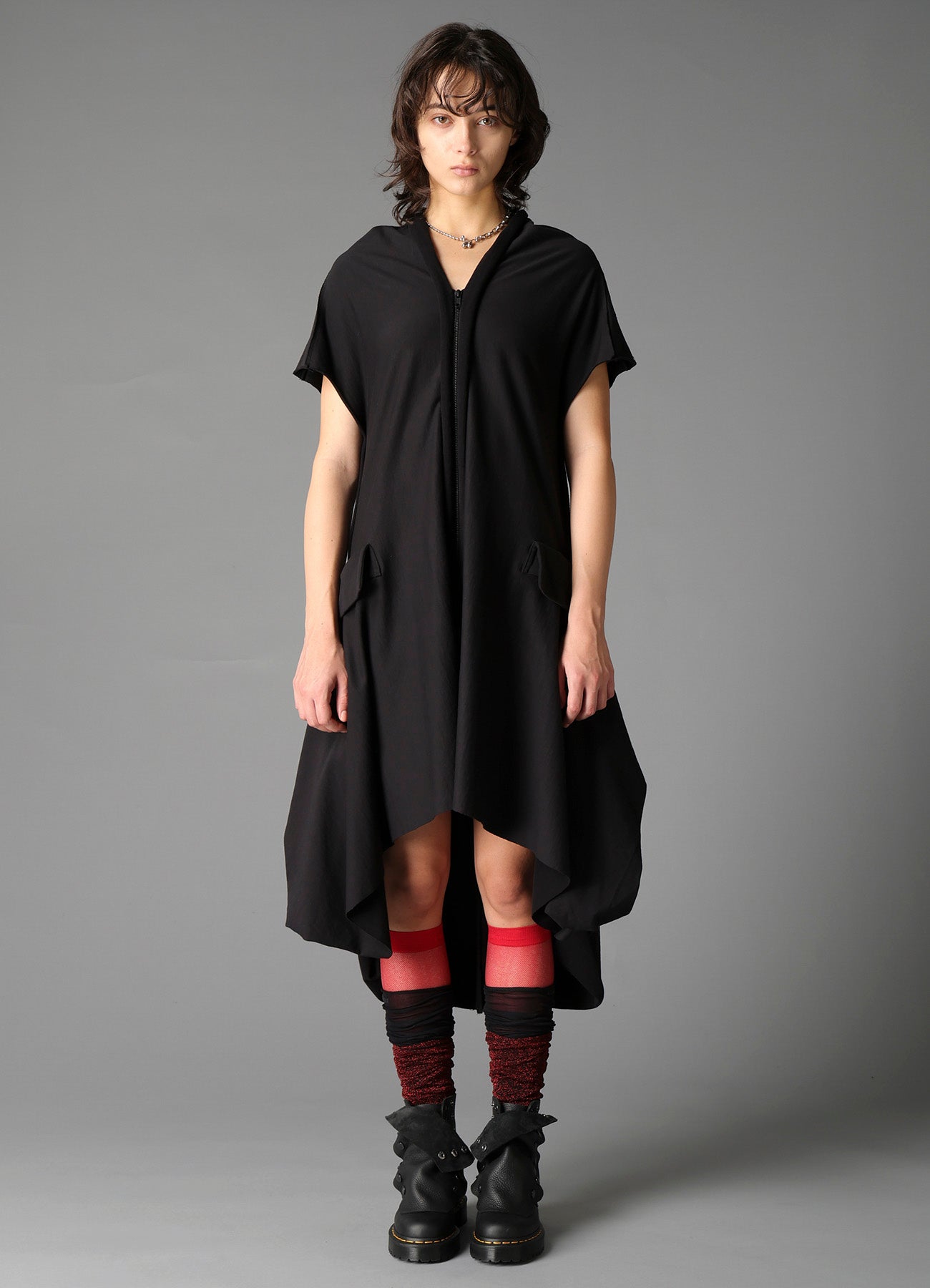 COTTON FRENCH TERRY DRAPE DETAIL DRESS