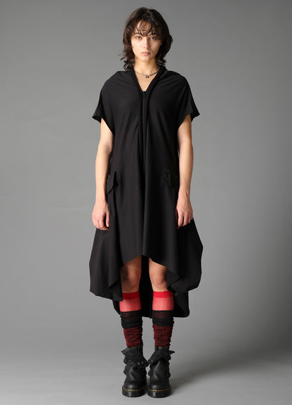 COTTON FRENCH TERRY DRAPE DETAIL DRESS