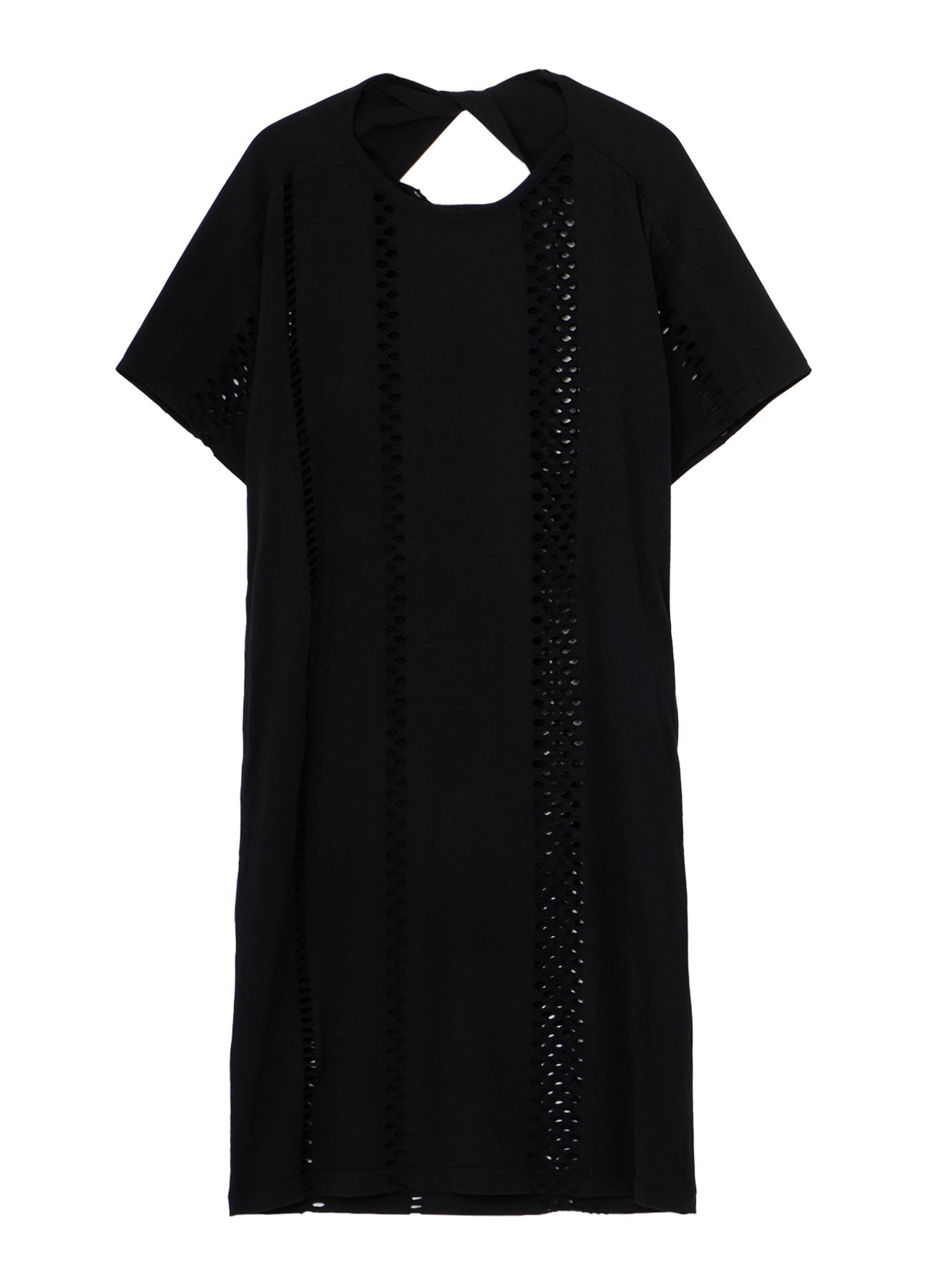 EYELET STRIPES BACK TWIST DETAIL DRESS
