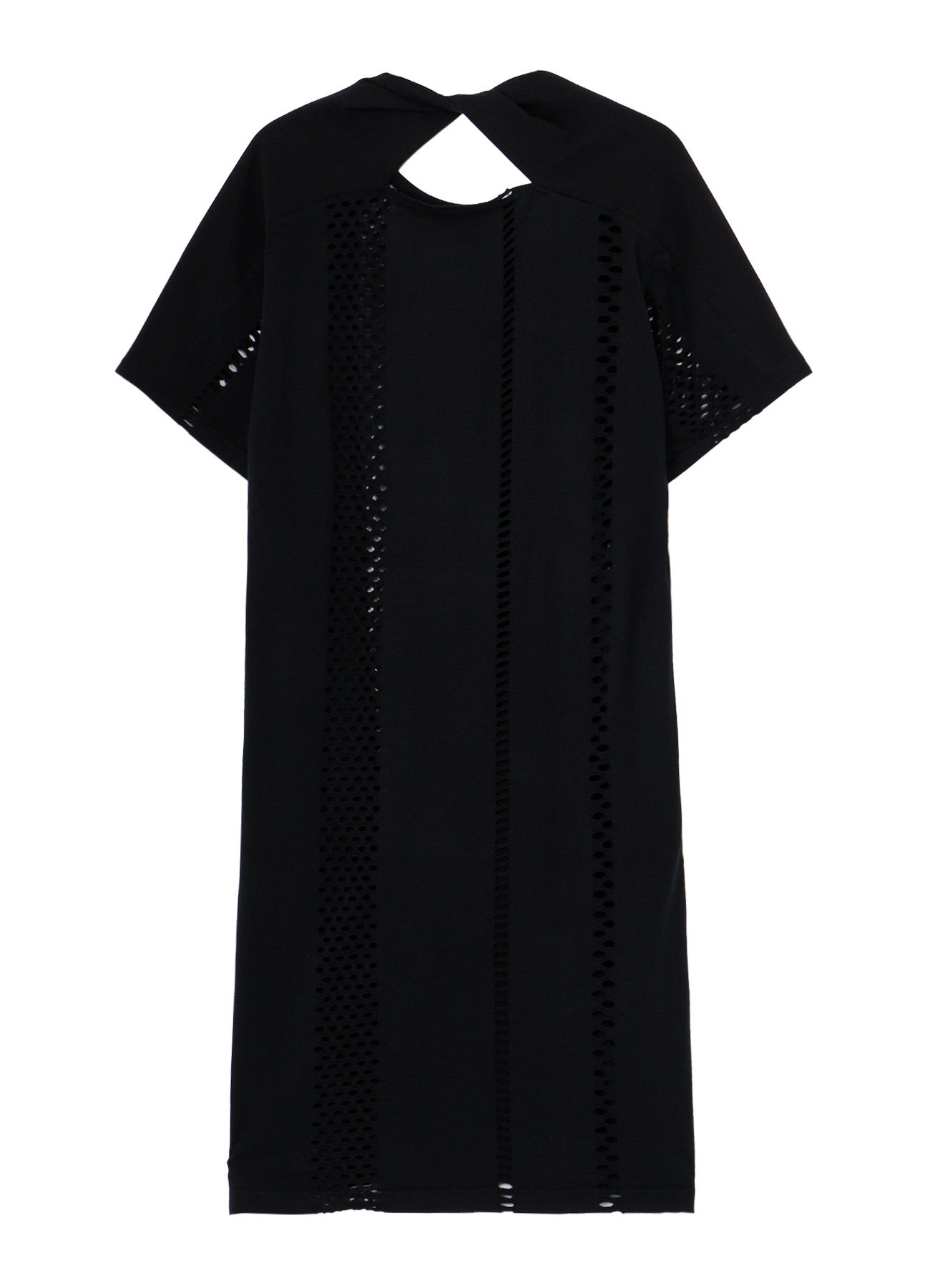 EYELET STRIPES BACK TWIST DETAIL DRESS