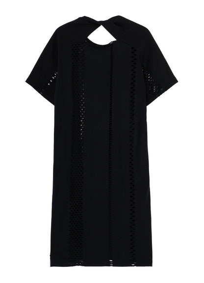 EYELET STRIPES BACK TWIST DETAIL DRESS