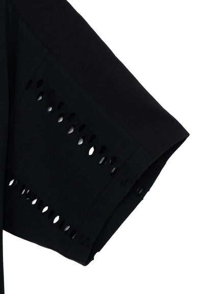 EYELET STRIPES BACK TWIST DETAIL DRESS