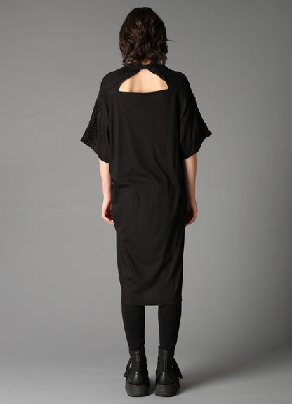 SINGLE JERSEY+SHRINKED LACE BACK TWIST DETAIL DRESS