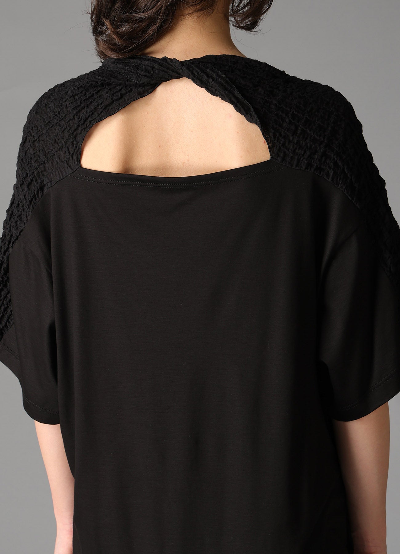 SINGLE JERSEY+SHRINKED LACE BACK TWIST DETAIL DRESS