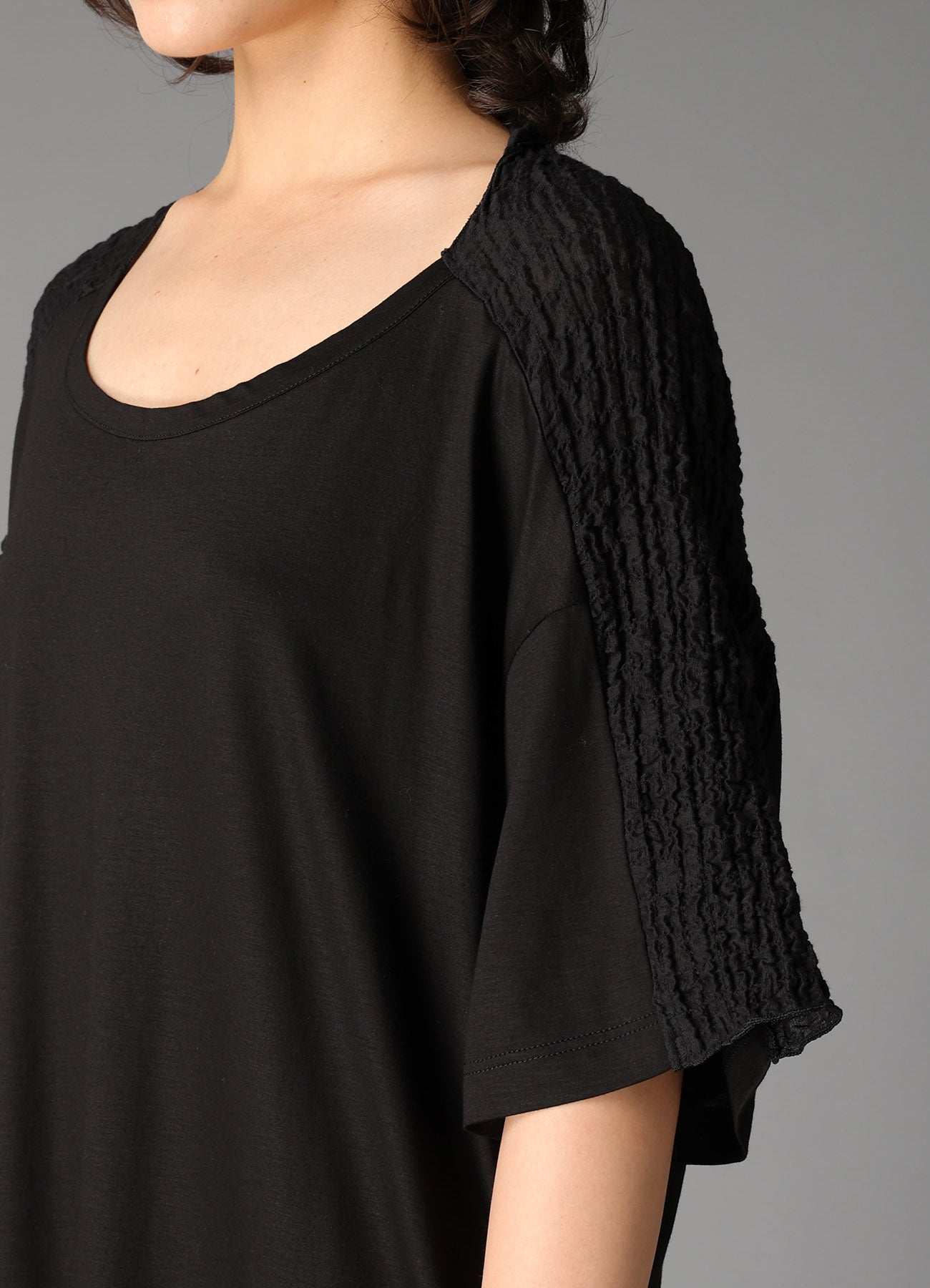 SINGLE JERSEY+SHRINKED LACE BACK TWIST DETAIL DRESS