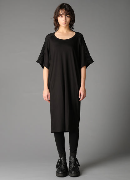 SINGLE JERSEY+SHRINKED LACE BACK TWIST DETAIL DRESS