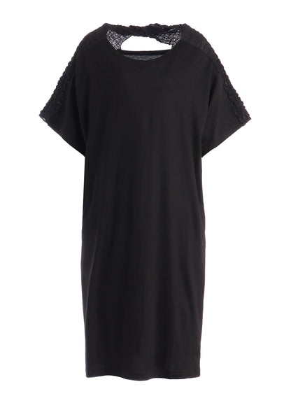 SINGLE JERSEY+SHRINKED LACE BACK TWIST DETAIL DRESS