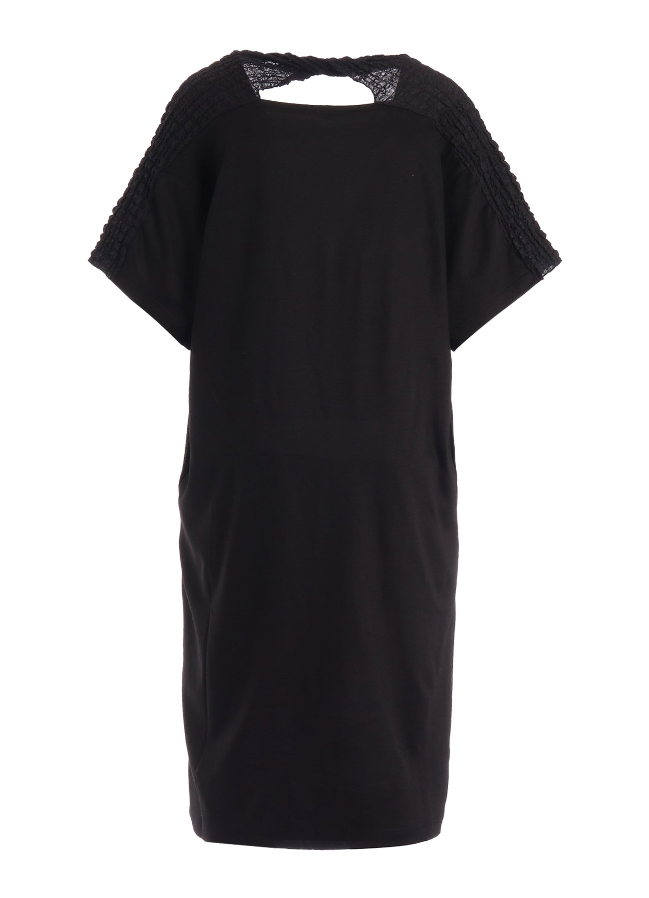 SINGLE JERSEY+SHRINKED LACE BACK TWIST DETAIL DRESS SINGLE JERSEY+SHRINKED LACE BACK TWIST DETAIL DRESS