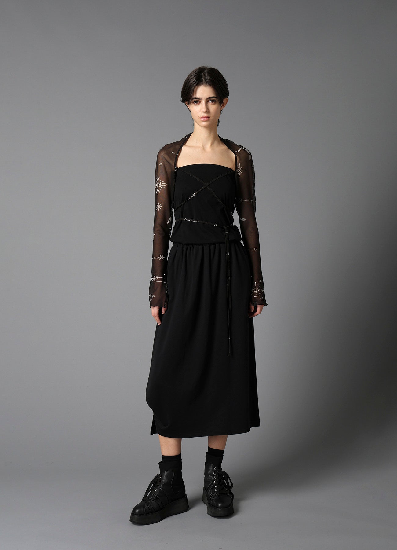 COTTON FRENCH TERRY SIDE DRAPE SKIRT