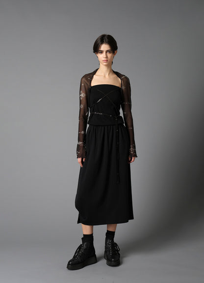 COTTON FRENCH TERRY SIDE DRAPE SKIRT