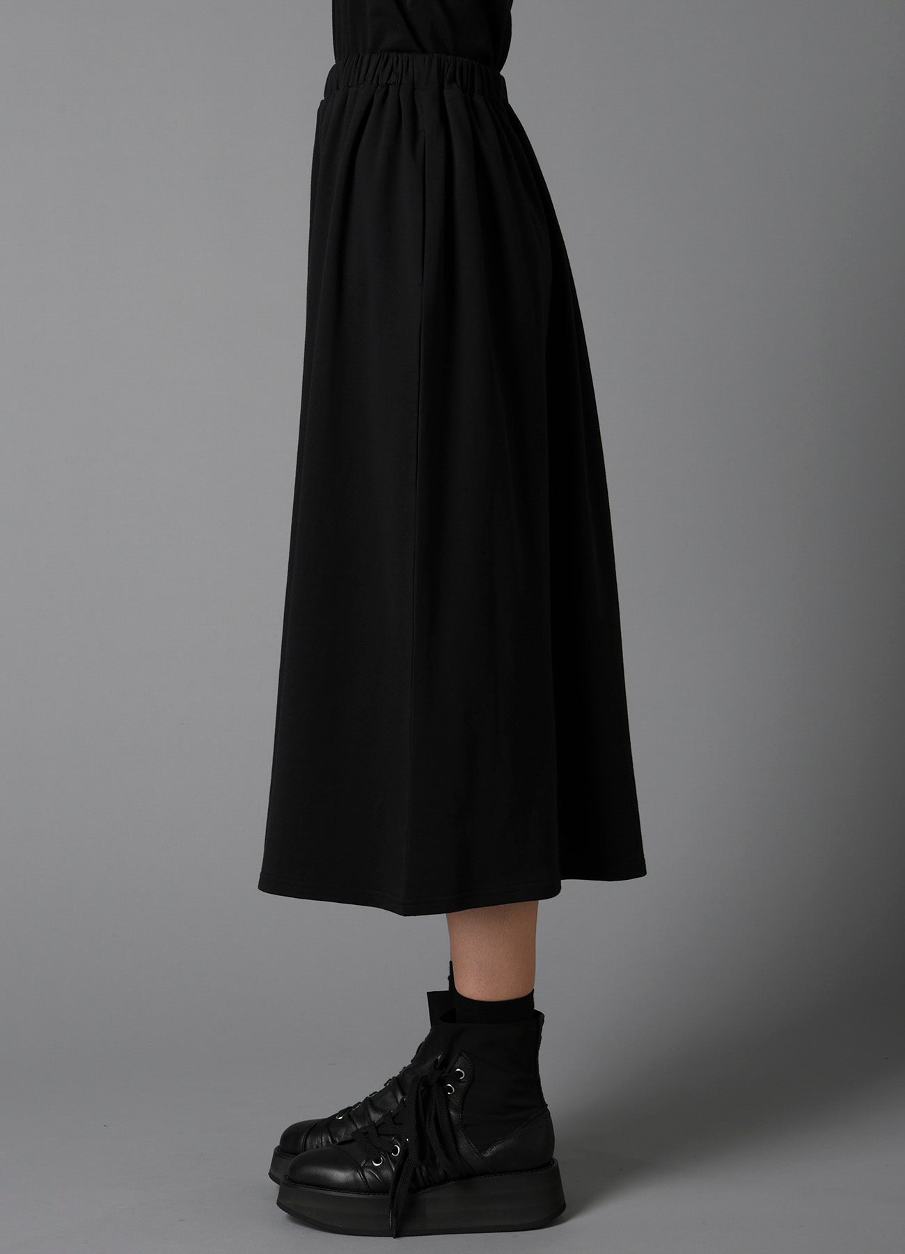 COTTON FRENCH TERRY SIDE DRAPE SKIRT