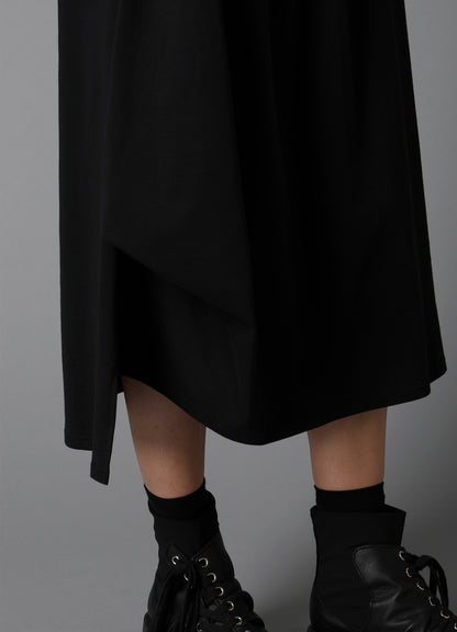 COTTON FRENCH TERRY SIDE DRAPE SKIRT