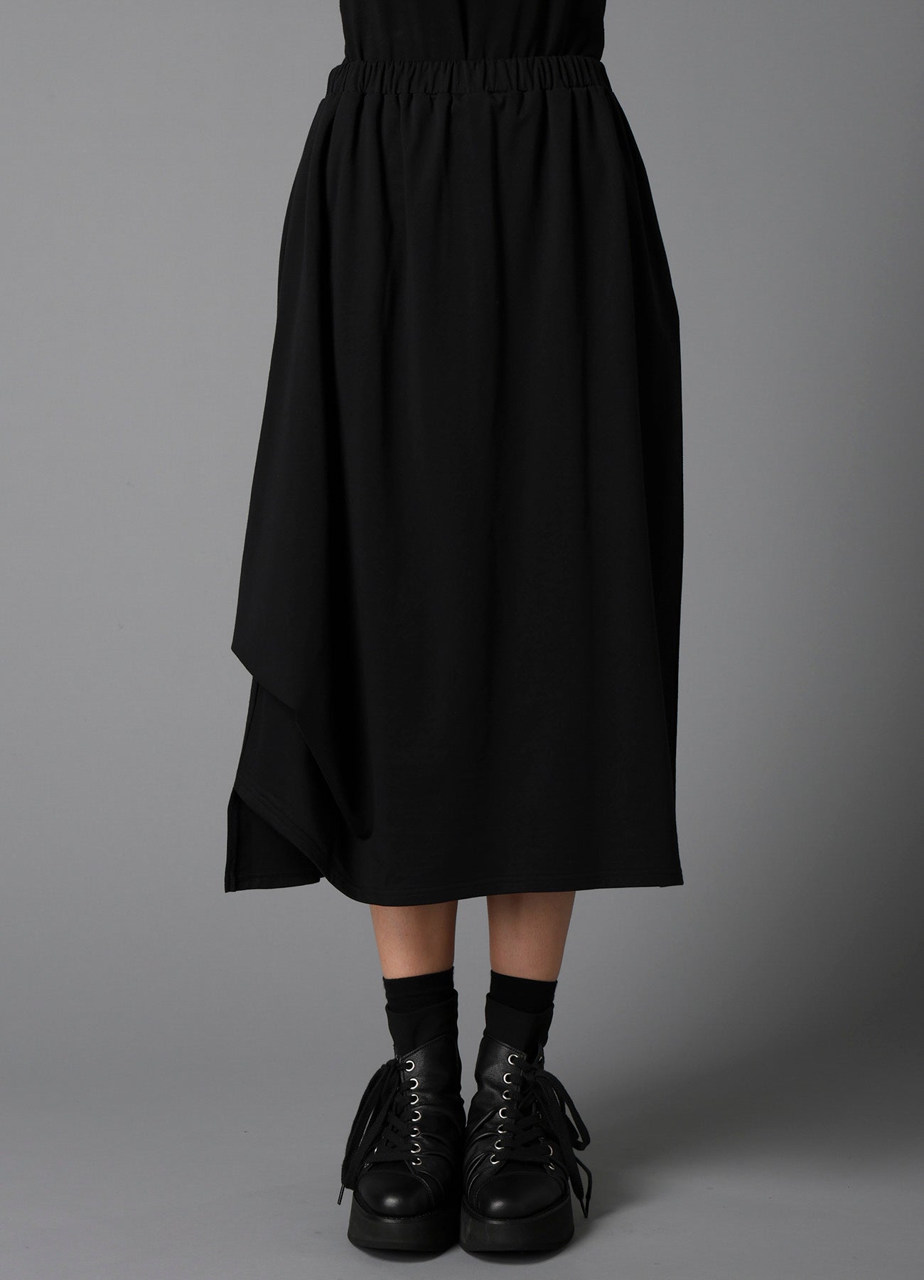 COTTON FRENCH TERRY SIDE DRAPE SKIRT