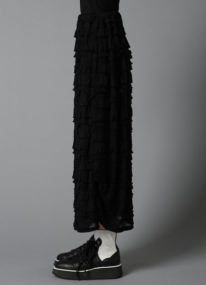 FRILL JACQUARD SIDE DRAPE SKIRT