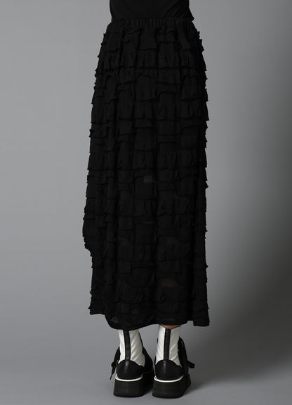 FRILL JACQUARD SIDE DRAPE SKIRT