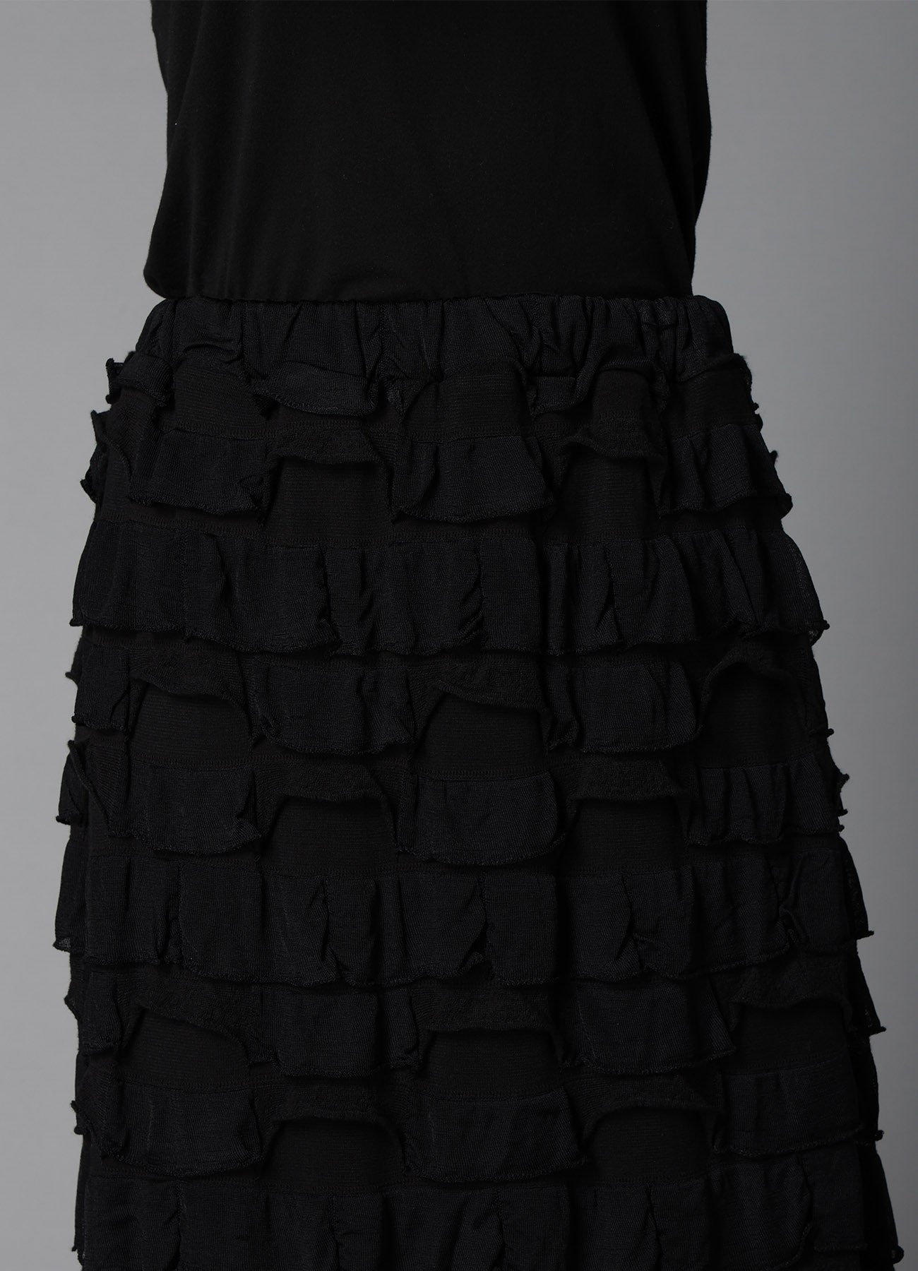 FRILL JACQUARD SIDE DRAPE SKIRT