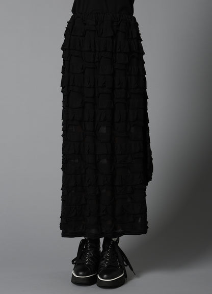 FRILL JACQUARD SIDE DRAPE SKIRT