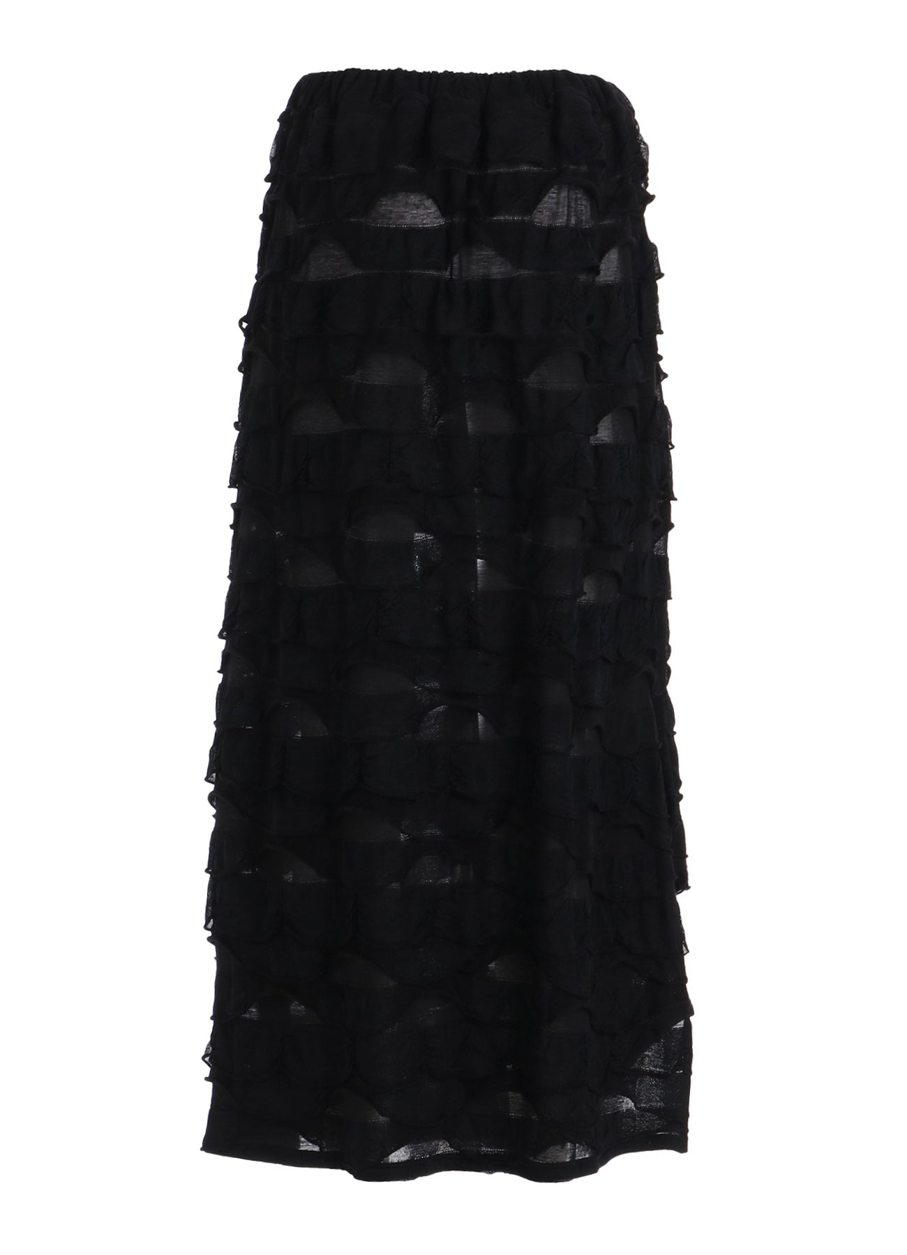 FRILL JACQUARD SIDE DRAPE SKIRT