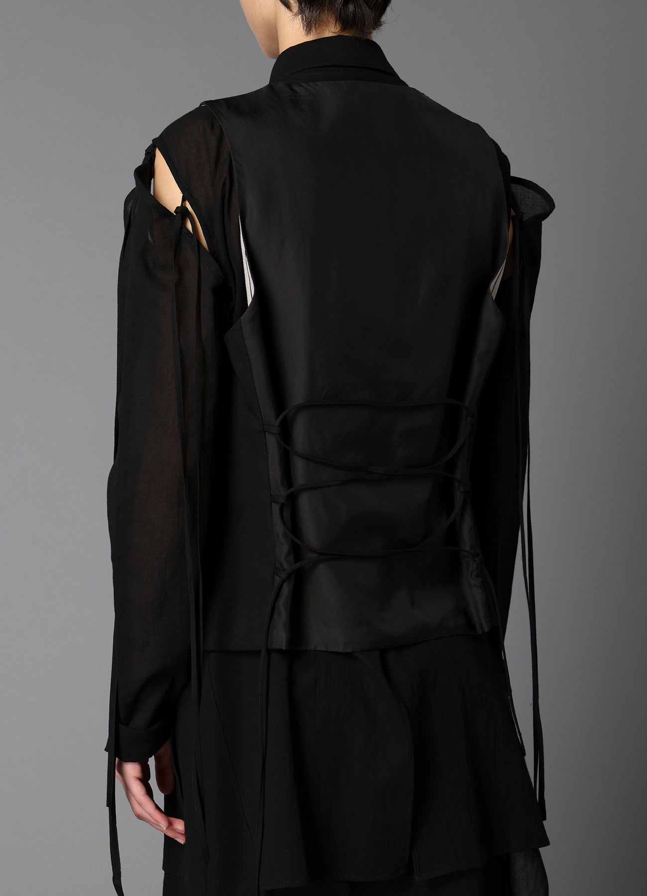 トップス LIMIfew / W/Gabardine Long Belt Vest W/GABARDINE LACE UP VEST – THE SHOP YOHJI YAMAMOTO