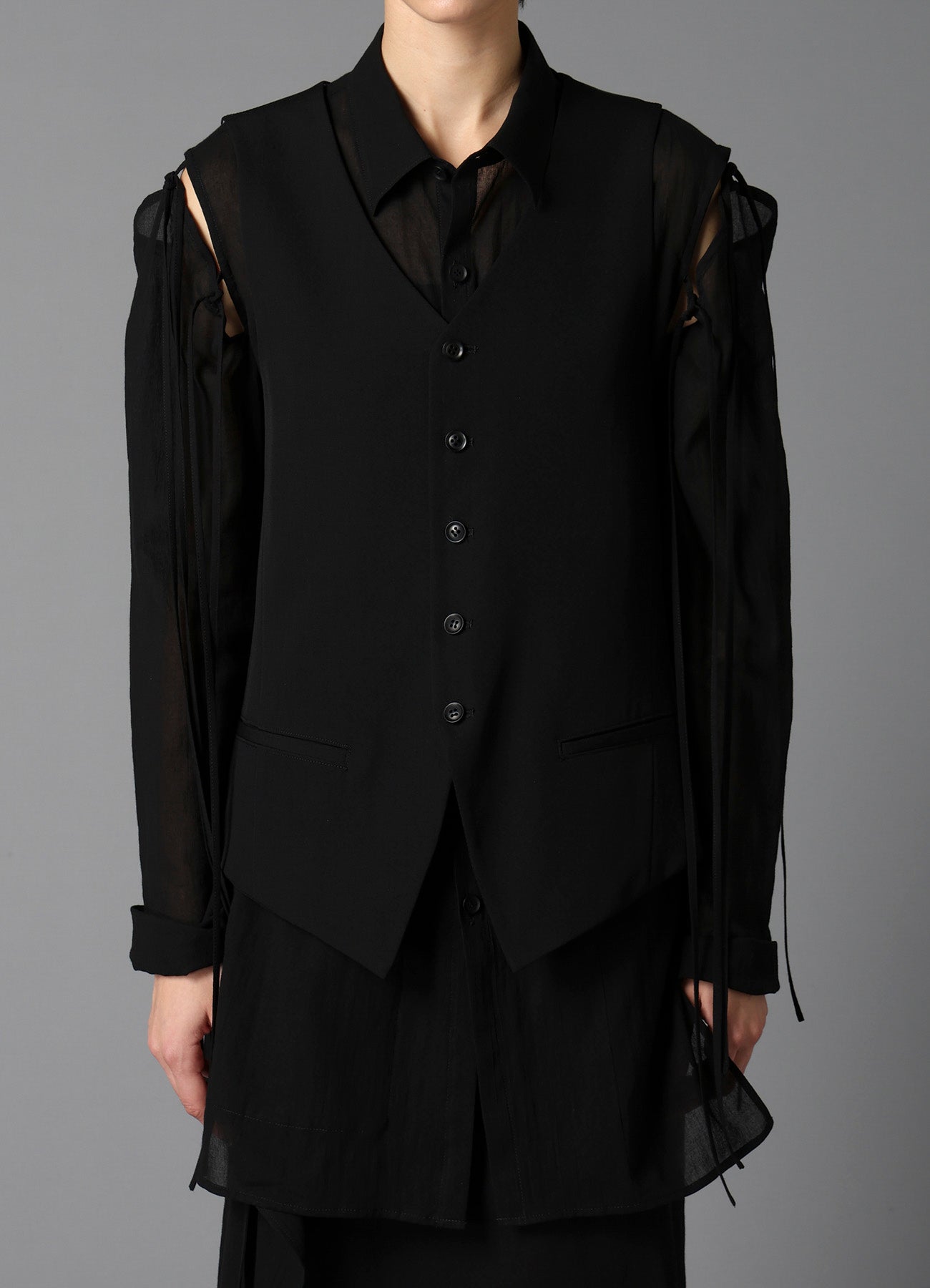 トップス LIMIfew / W/Gabardine Long Belt Vest W/GABARDINE LACE UP VEST – THE SHOP YOHJI YAMAMOTO