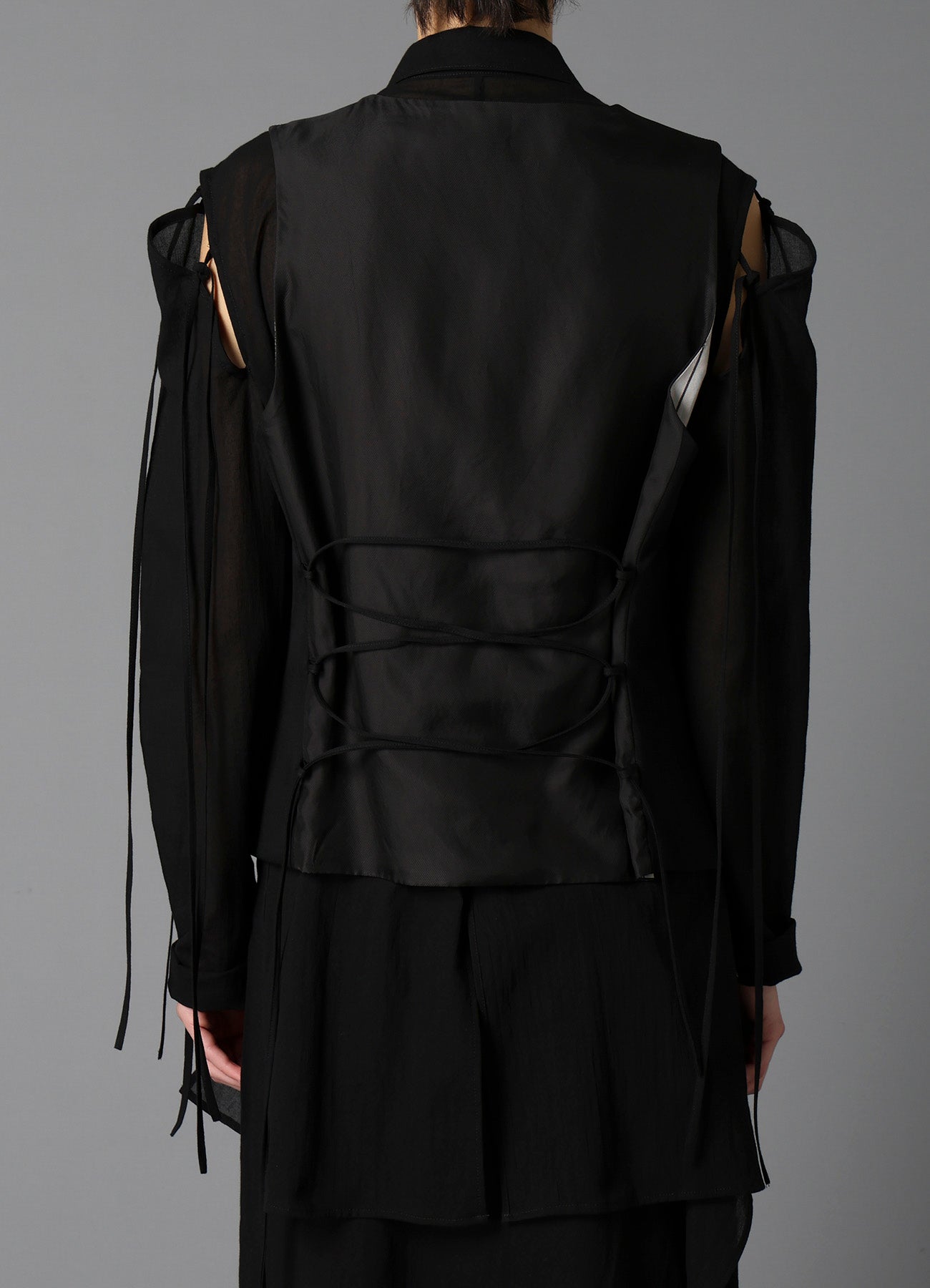 W/GABARDINE LACE UP VEST – THE SHOP YOHJI YAMAMOTO W/GABARDINE LACE UP VEST – THE SHOP YOHJI YAMAMOTO