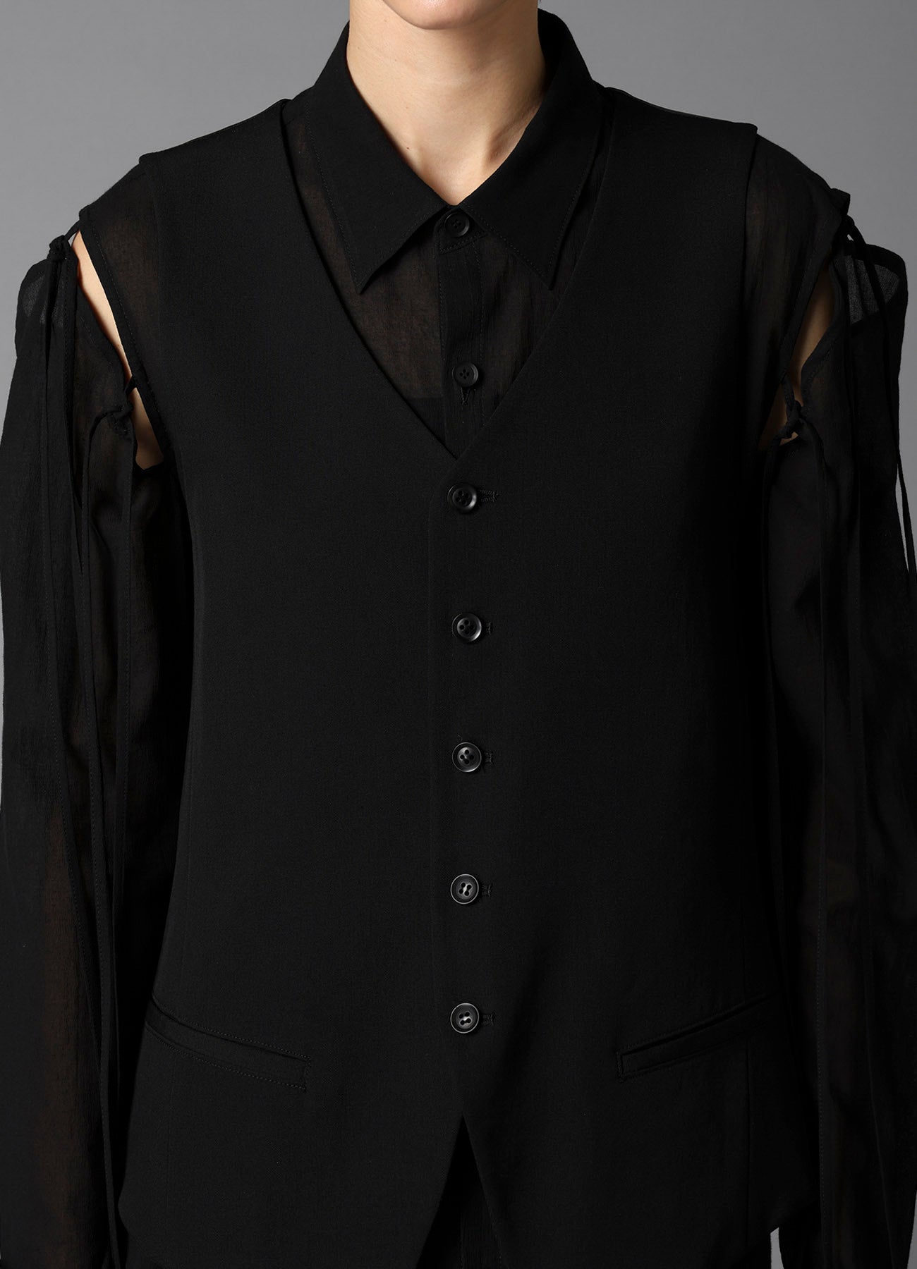 トップス LIMIfew / W/Gabardine Long Belt Vest W/GABARDINE LACE UP VEST – THE SHOP YOHJI YAMAMOTO